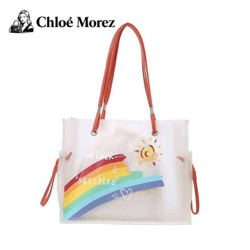 Large Capacity Fashionable PVC Transparent Jelly Sweet Girl Trendy Versatile Tote Bag for Women XJ260306