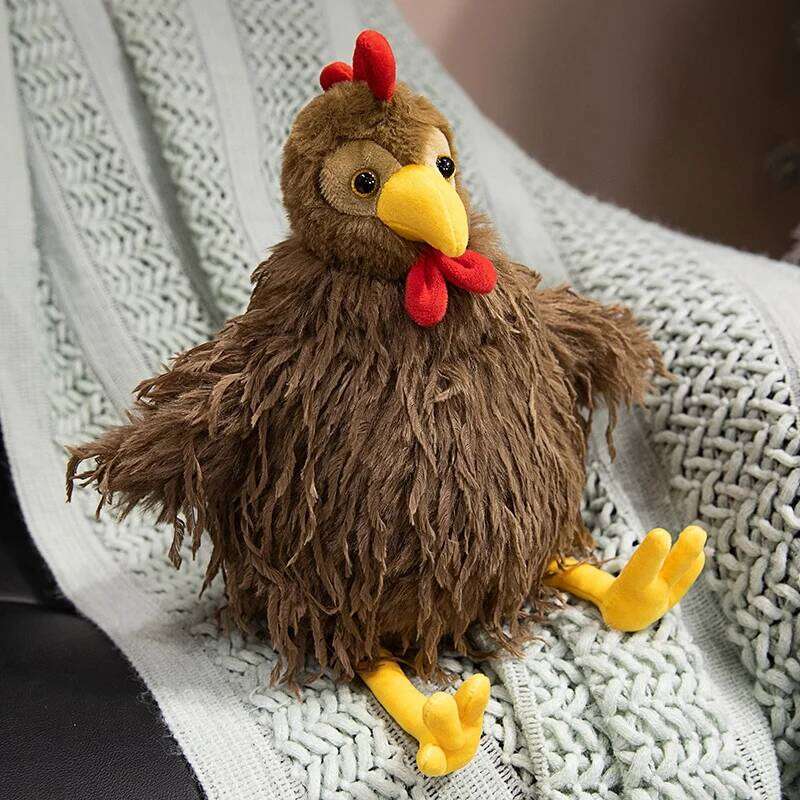 28cm Fluffy Rooster Plush Long-Hair Cute Chicken Stuffed Animal, Super Soft Kawaii Birthday Gift for Kids&Farm Lovers Home Decor R260908 - view 7