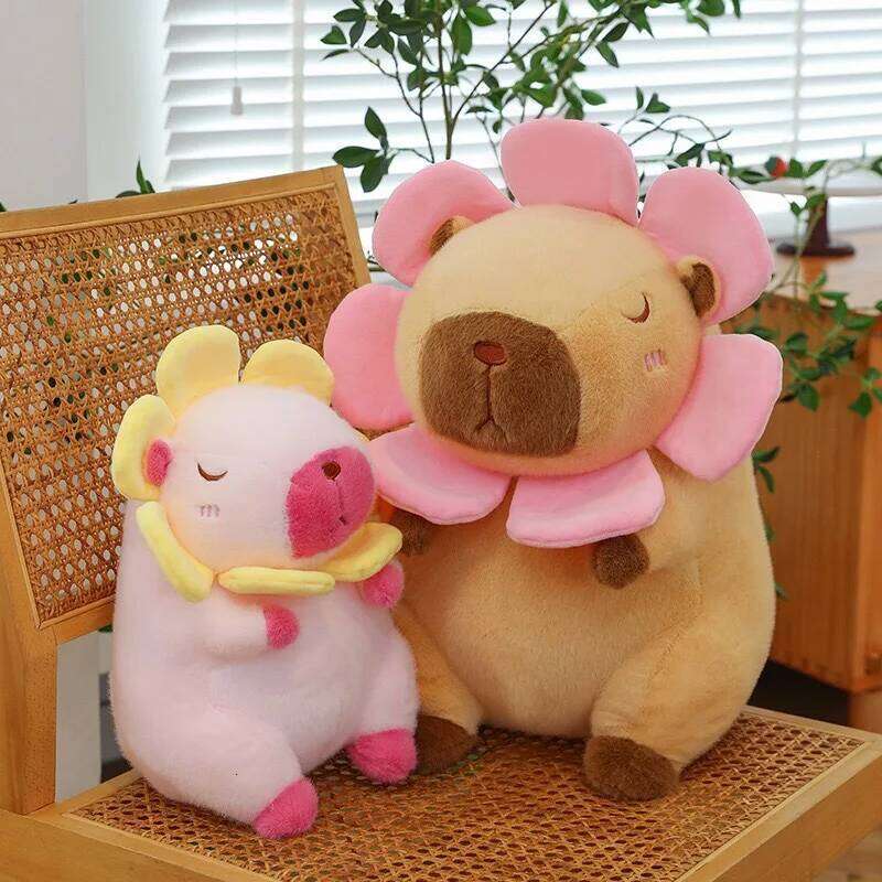 1pc 30cm/11.81in Cute sunflower doll throw pillow, capybara large doll, plush toy, children's birthday gift R260908 - view 4