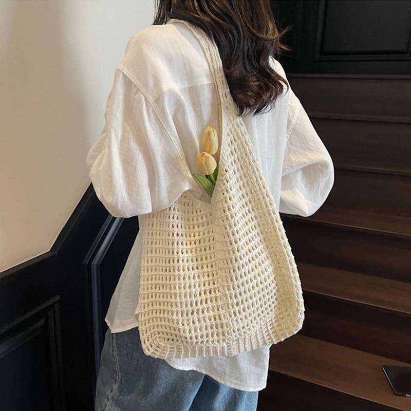 Chic Simple Lady Large Capacity Shoulder Bags Shopping Beach for Women Casual Straw Woven Tote Bag Female Handbag Purses XJ260306