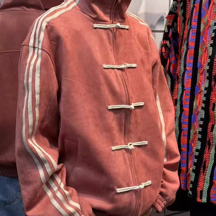 Men's New Chinese Style Three-Stripe National Wind Button Casual Jacket - High-End Stand-Collar Baseball Jacket Sports Coat for Spring and Autumn