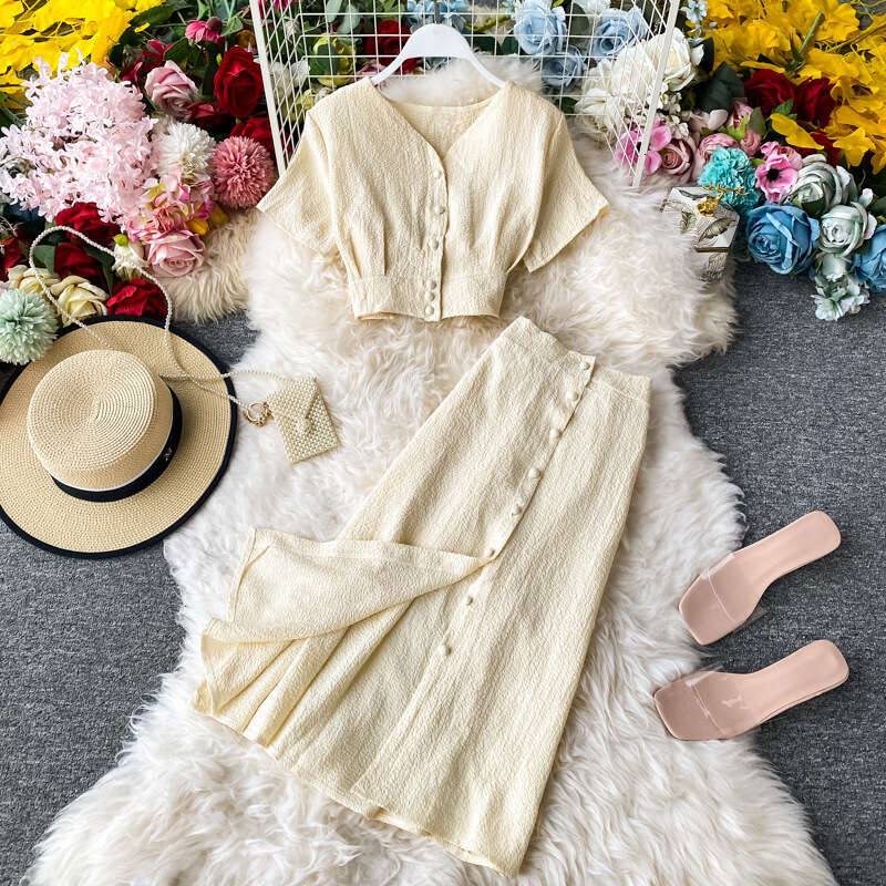 Designer Youth Skirt Set 2026 Spring/Summer New Women's Matcha Avocado Green Fresh Two Piece Set