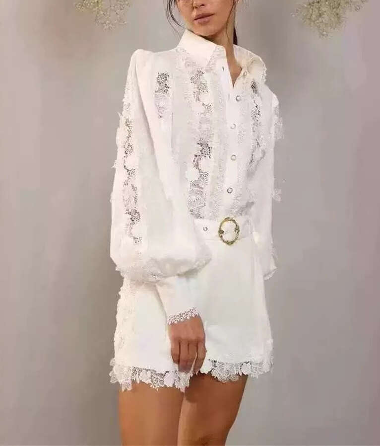 2026 new niche lace patchwork casual vacation shirt top for women, high waisted shorts