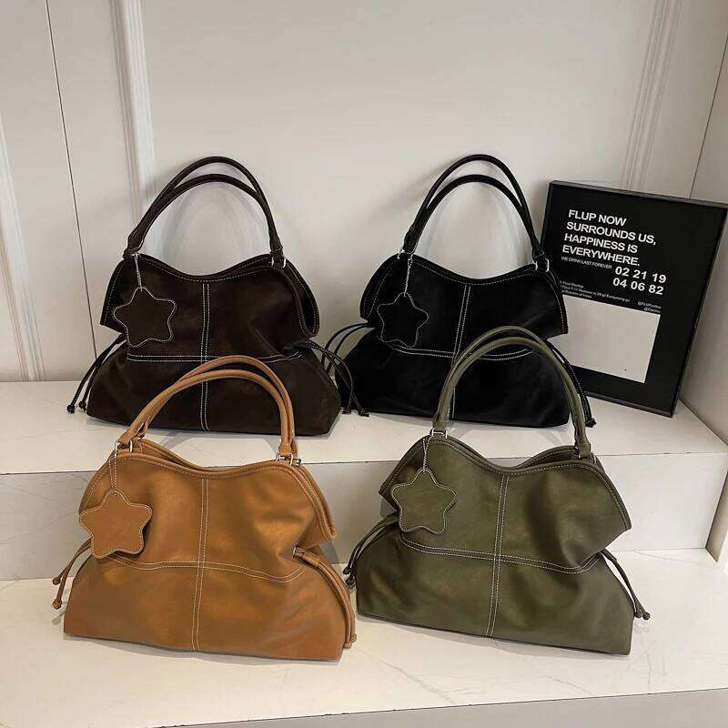 LEFTSIDE PU Leather Tote Bag Women Top Handle Purse with Contrast Stitching Female Shoulder Handbag Work Bags for Daily Use XJ260306