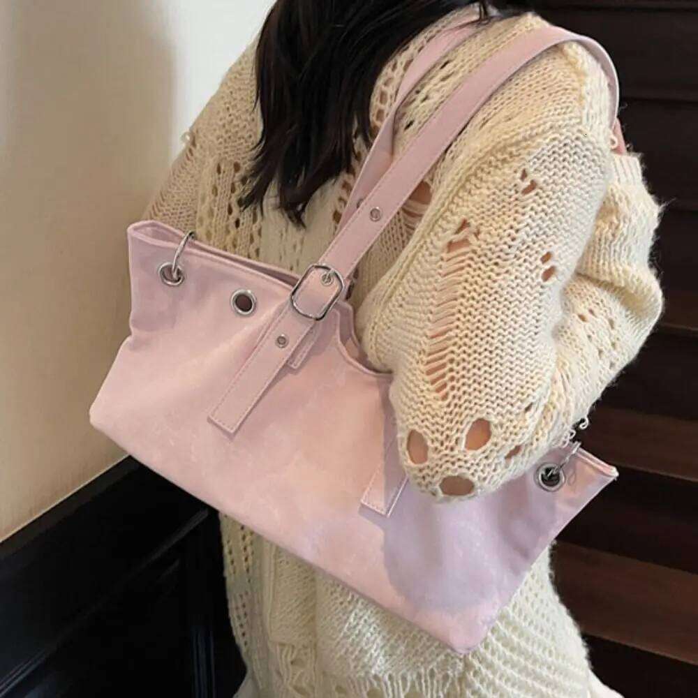 Sweet Korean Matte Solid Color PU Leather Large Capacity Handbag Tote Bag Ethnic Style Underarm Packs Women XJ260306