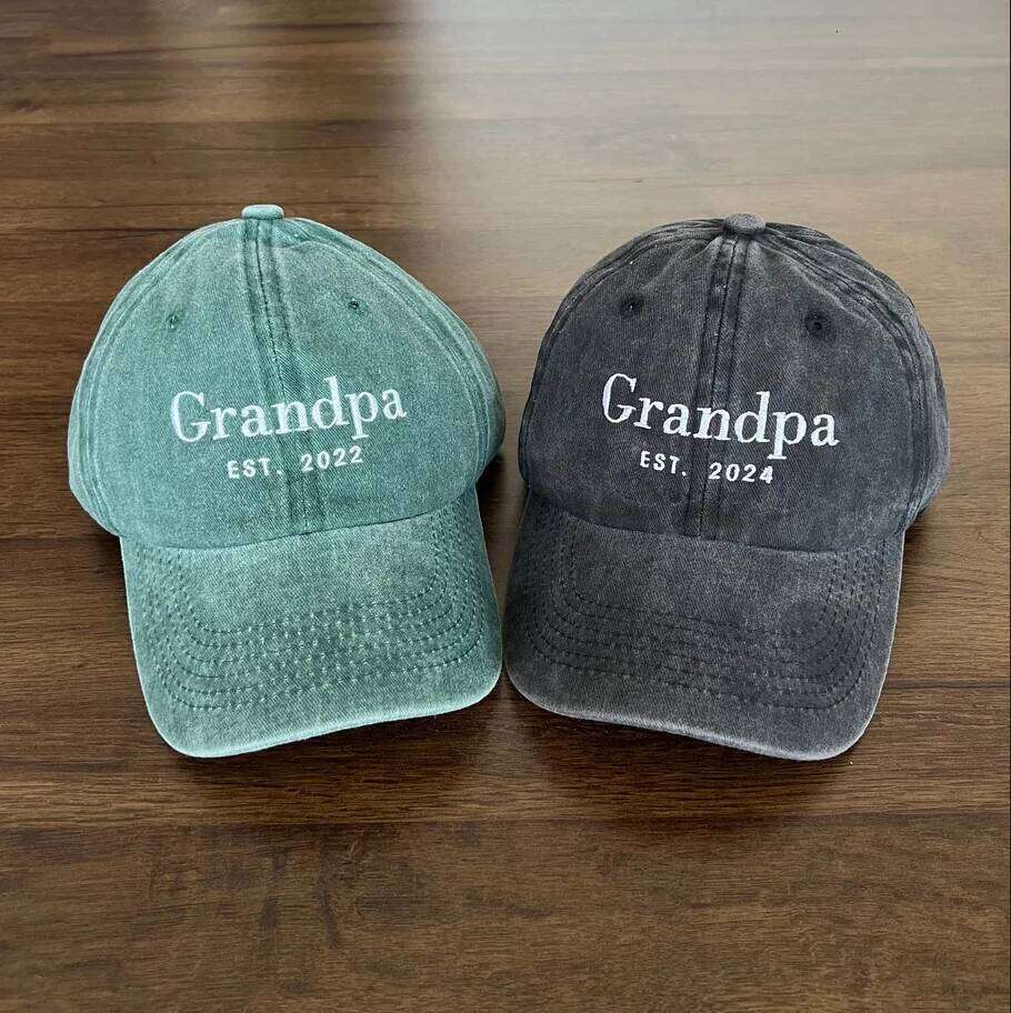 Custom Embroidered Grandpa Cap With Date, Vintage Baseball Hat, Daddy Est Year Shirt, Christmas Gift For New Dad Y260304