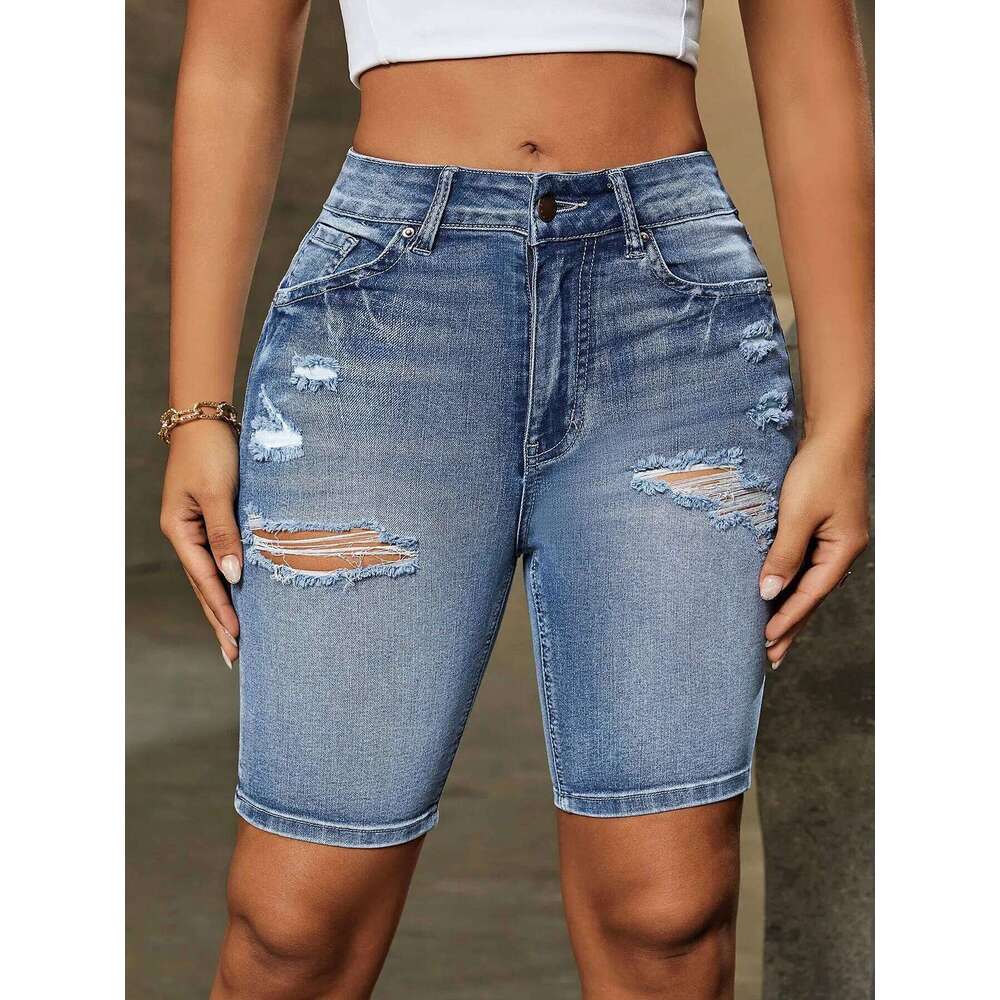 NewJeans Shorts Women Denims Hole Slim Fit Washed Distressed Pockets Casual Ladies Sheath Short Pants Streetwear 2026 XJ260306