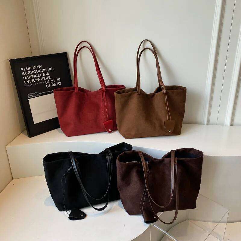 Light Luxury Niche High-End Capacity Tote Commuter Suede Shoulder Retro Fashion Stylish Underarm Bag XJ260306
