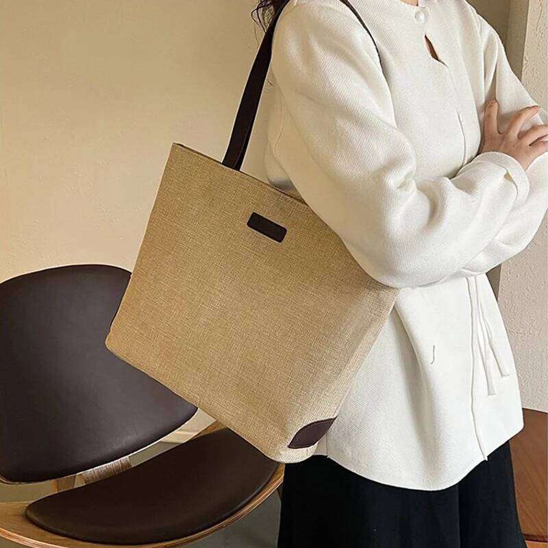 New Large Capacity Canvas Handbag for Commuting Office Women's Shopper Tote College Student Shoulder Bag Books Pack XJ260306