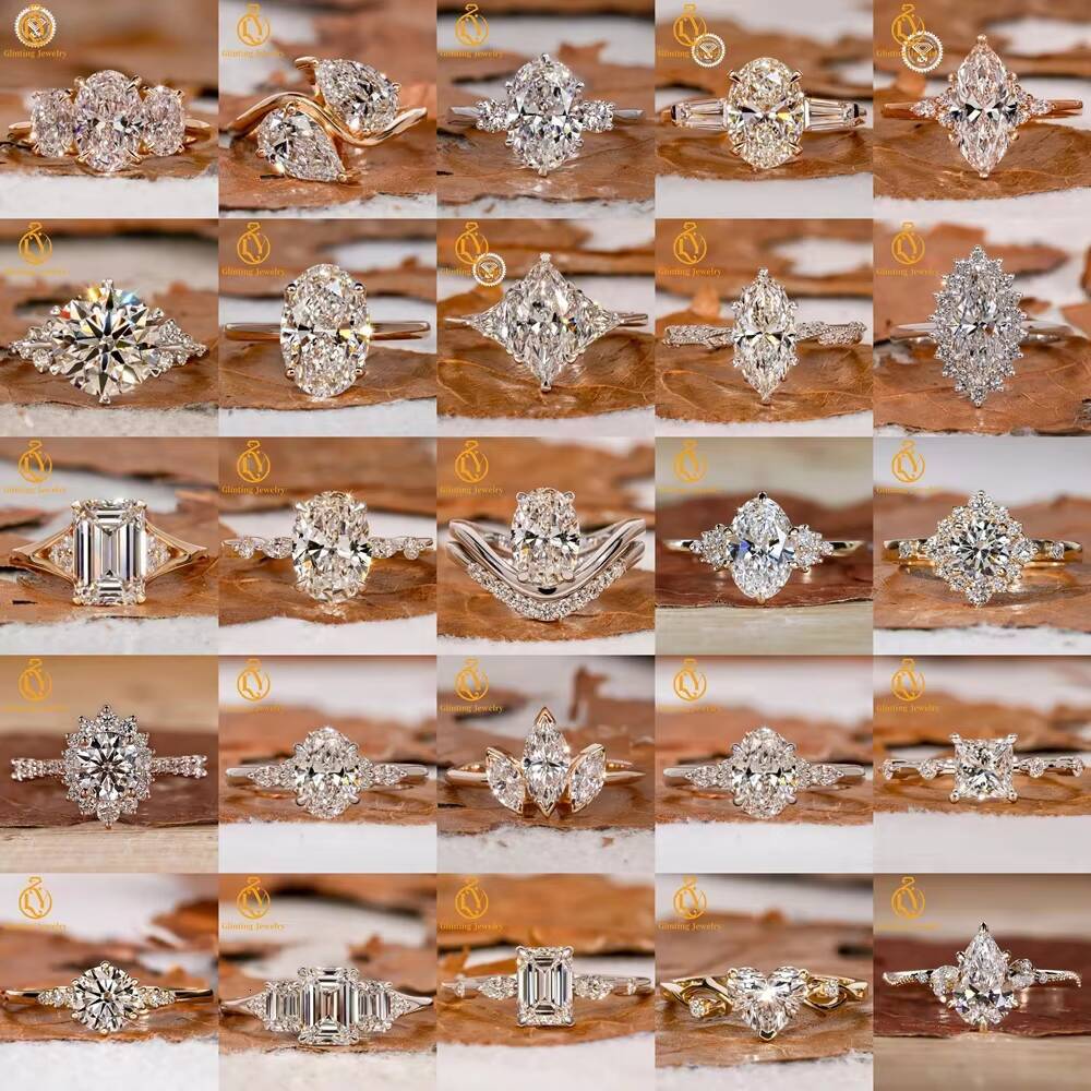 High Quality Custom Luxury Vintage IGI D VS1 Radiant Cut Lab Grown Diamond Rings Women Engagement Wedding Ring Set