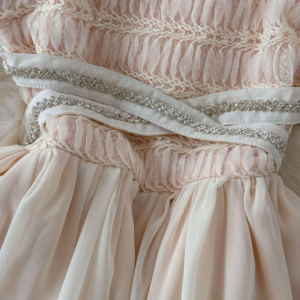 Women's strapless 2026 summer new heavy rhinestone decorative A13 dress petite princess fluffy women's skirt