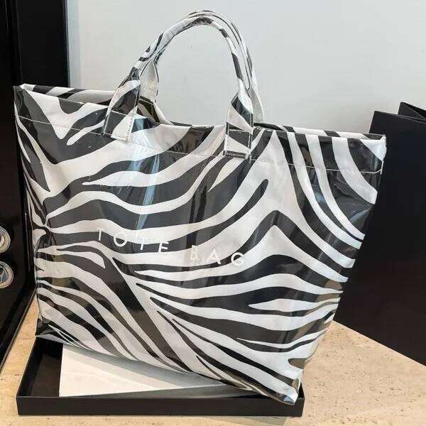 Korean version Instagram trendy fashion personality PVC transparent tote bag, niche women's temperament handbag shoulder bag XJ260306