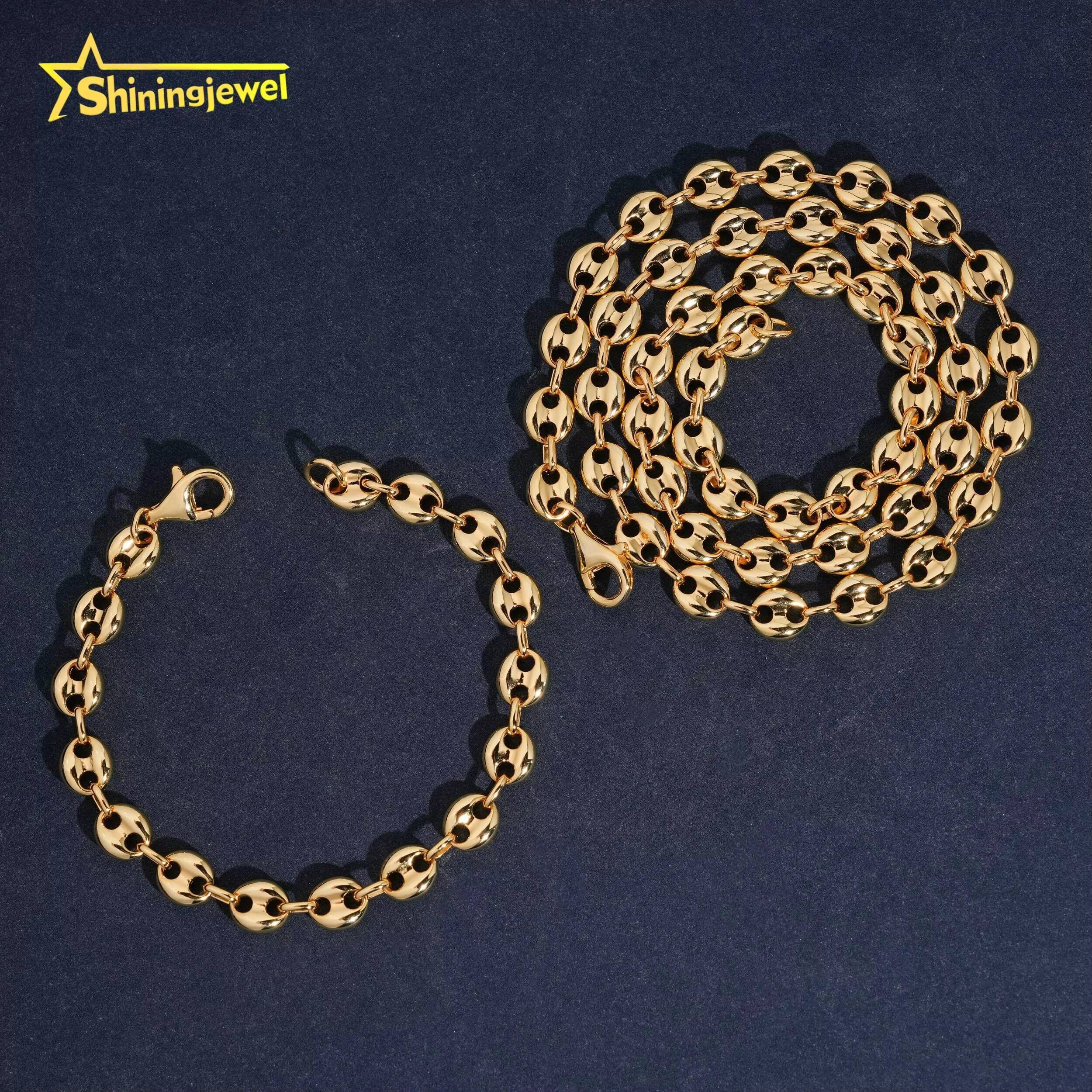 16K Gold Plated Factory Wholesale Price Hip Hop Jewelry Bracelet Solid 925 Silver Pig Nose Chain Men Chain Necklace
