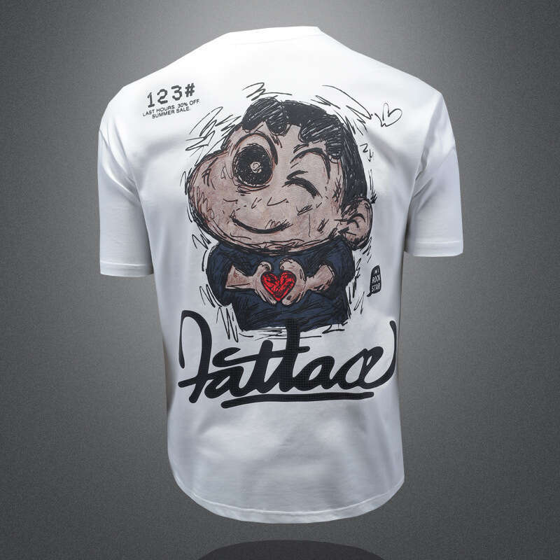 New Slightly Wide Short Sleeve Round Neck Printed Big Brand Men's Clothing European Fashion Hot-Selling T-Shirt Luanyun