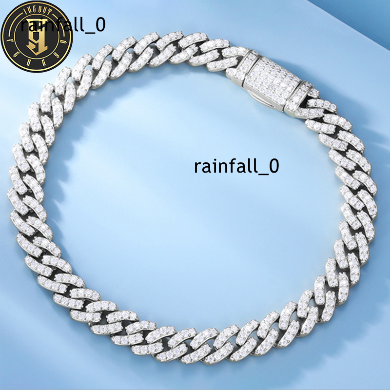 Wholesale Hip Hop Jewelry 6mm White Gold 925 Serling Silver VVS Moissanite Diamond Iced Out Cuban Link Bracelet for Men Women