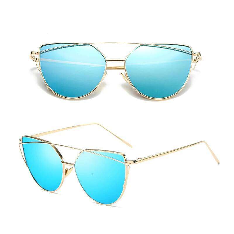 New Fashion Cat Eye Vintage Rose Gold Mirror Woman's Reflective Flat Lens Tourism Sunglasses Multi-color style Z260306