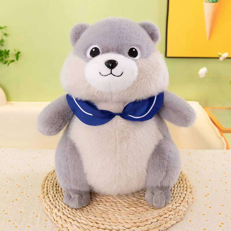 1PC 24cm/9.44in Cute scarf, groundhog, plush toy, claw machine doll, children's sleeping pillow, navy rat R260908 - view 3