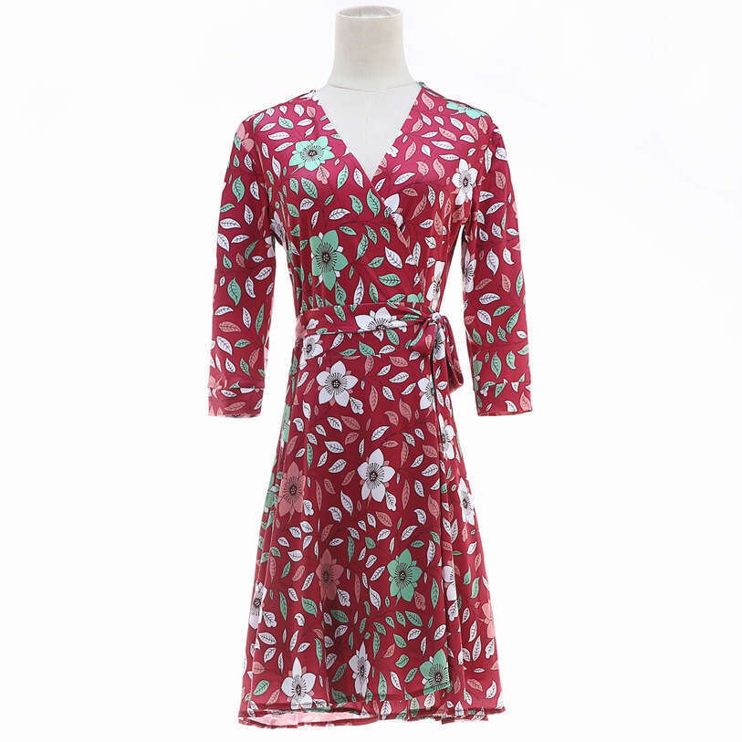 Dress slim fit collarless chiffon patchwork women's wrap skirt summer new European and American style 2026