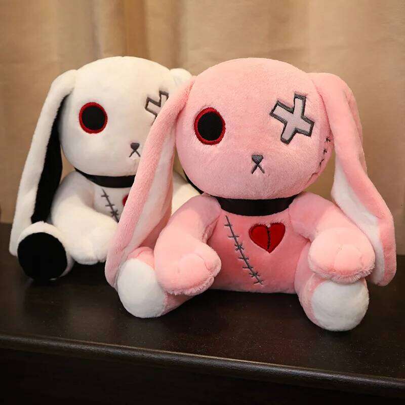 1pc Creepy Goth Plush Crazy Rabbit Plushie Toys, Spooky Gothic Stuffed Animal Cute Horror Dreadful Bunny Doll, For H R260908 - view 6