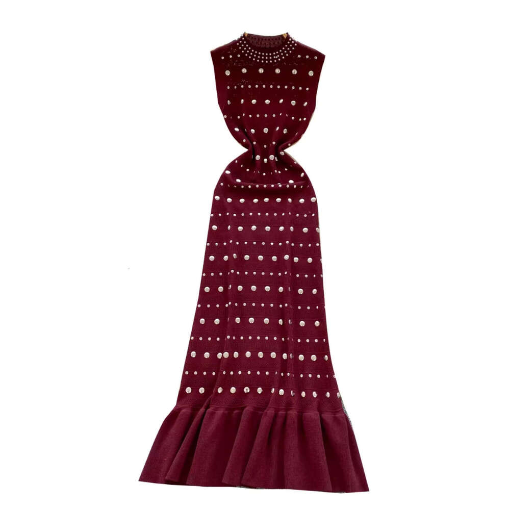 2026 European and American style elegant French women's clothing new sleeveless summer stand up collar slim fit design fishtail long skirt by des