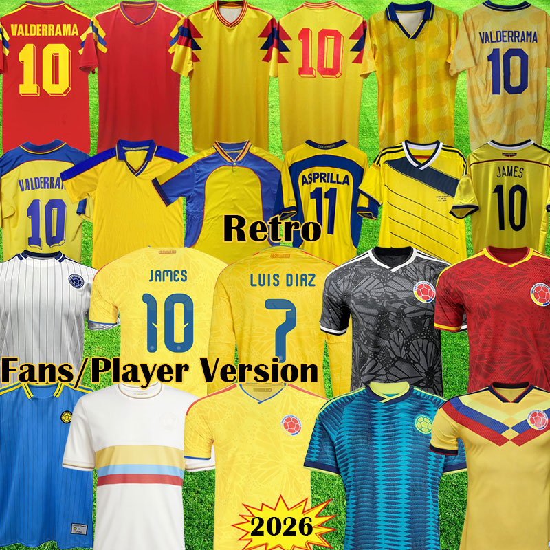 2026 World Cup Colombia Soccer Jerseys 1990 1994 Retro Kits 2024 Centenary Kit JAMES 1998 2001 Vintage 2025 CoLUmBIa collection Football Shirt Camisetas VALDERRAMA