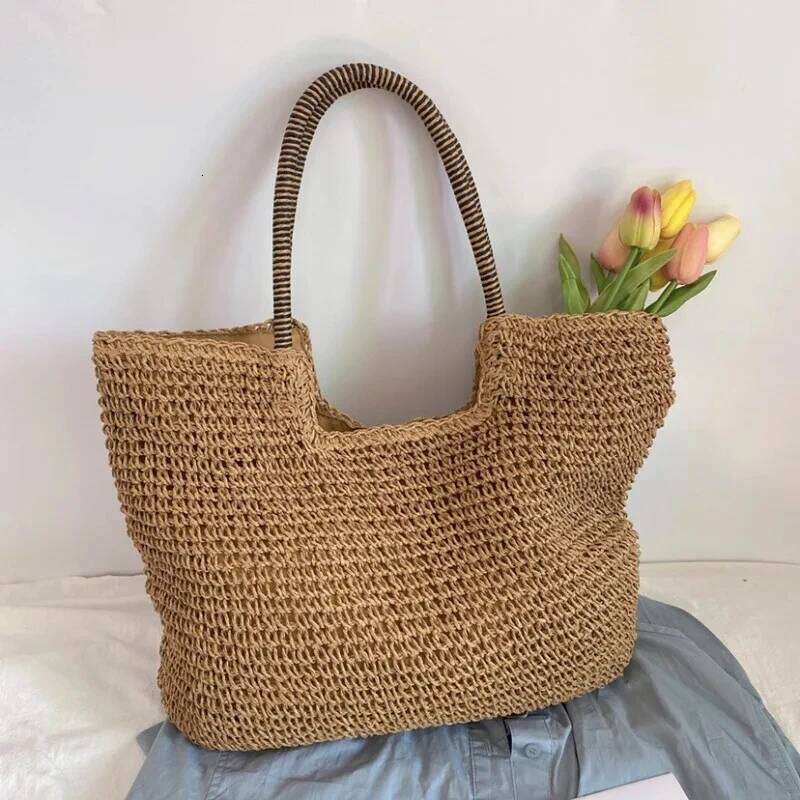 Vintage Handbag Large Capacity Beach Rattan Handmade Kintted Totes Bohemian Straw for Women Summer Travel Shoulder Bag XJ260306