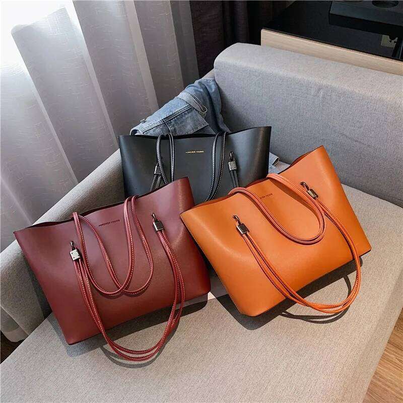 Ladies' Large-capacity Fashionable High-quality PU Handbag Niche Commuter Tote Minimalist Style Classic Shoulder Bag XJ260306