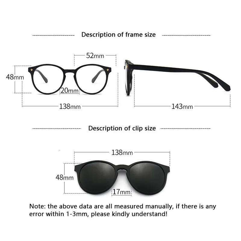 5PCS Magnetic Polarized Clip On Women Men Plastic Frame for Night Driving Sunglasses UV400 Z260306