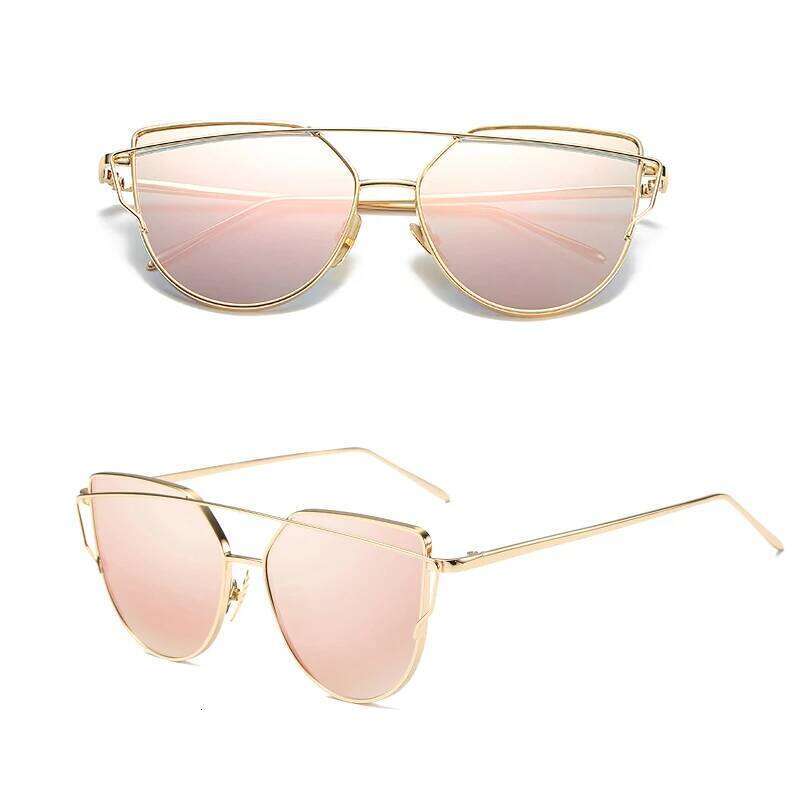 New Fashion Cat Eye Vintage Rose Gold Mirror Woman's Reflective Flat Lens Tourism Sunglasses Multi-color style Z260306
