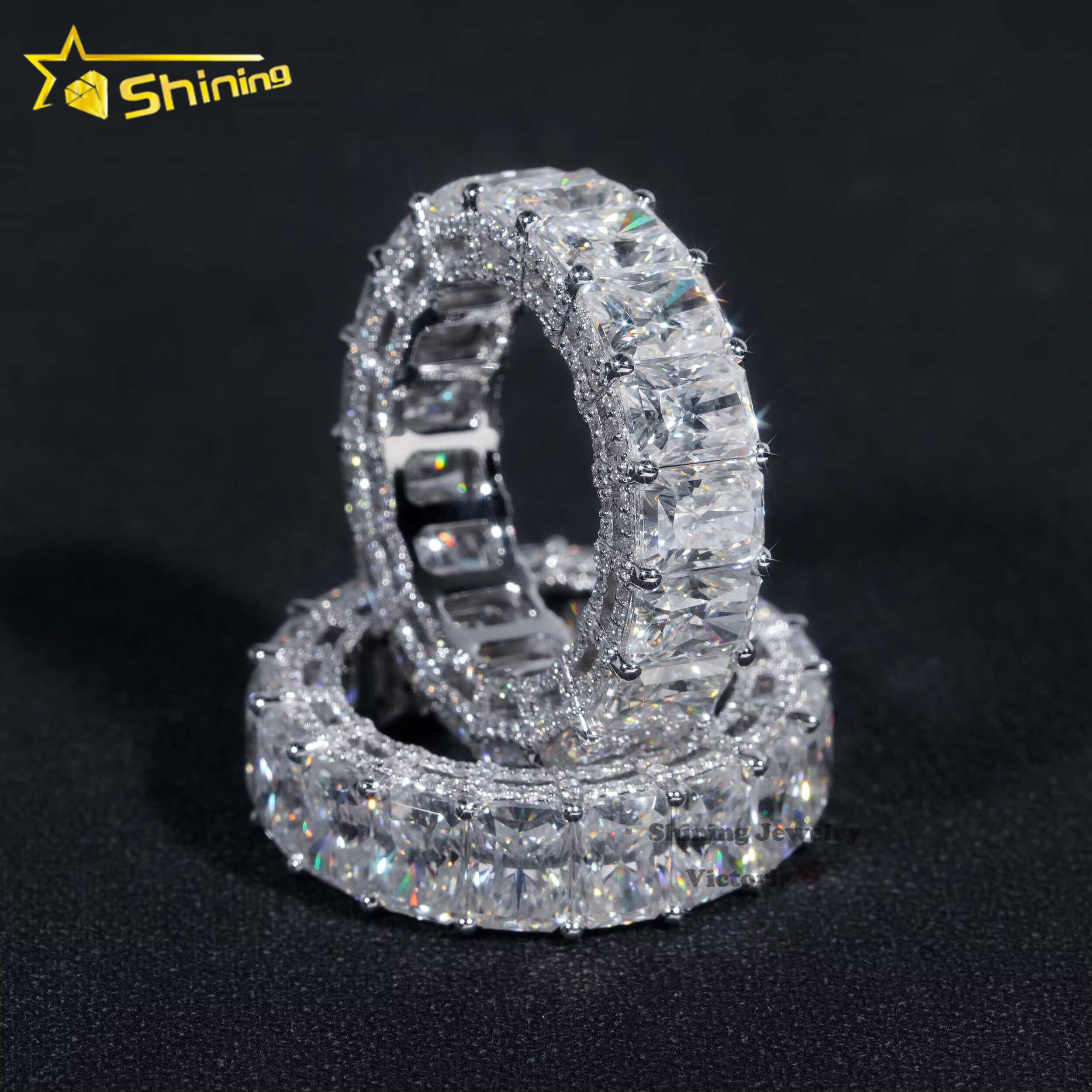 10K 14K 18K Real Gold Ring Wedding Band Full Eternity Lab Grown VVS Moissanite Diamond 925 Jewelry Engagement Eternity Band Ring