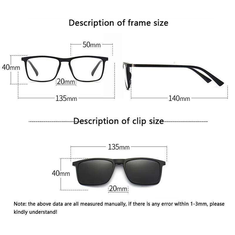 6 In 1 Polarized Sunglasses Men Women Magnetic Clip On Glasses TR90 Optical Prescription Eyeglass Frames Magnet Clips 2249 Z260306