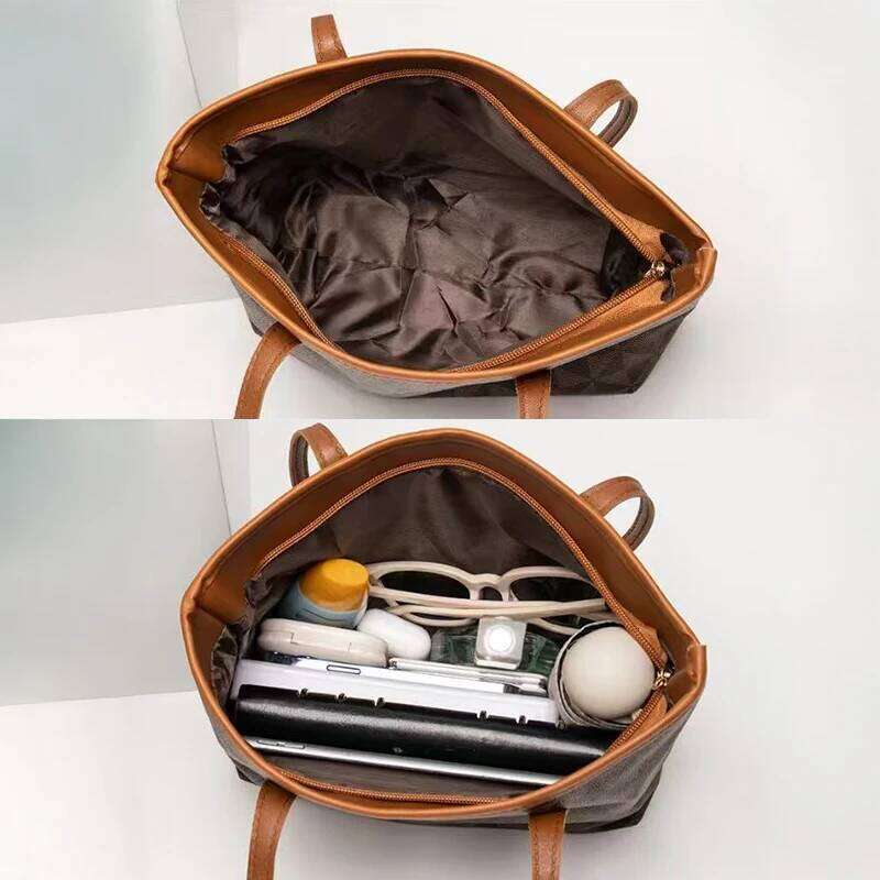 Triangle Print Fashionable Women's Commuting Handbag, Large Capacity, Zipper Handbag XJ260306