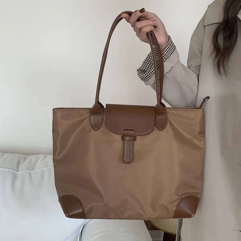 JIOMAY 2025 New Women's Brown Large Capacity Shoulder Casual Simple Handbag Sport Portable Tote Bag for Daily Use XJ260306