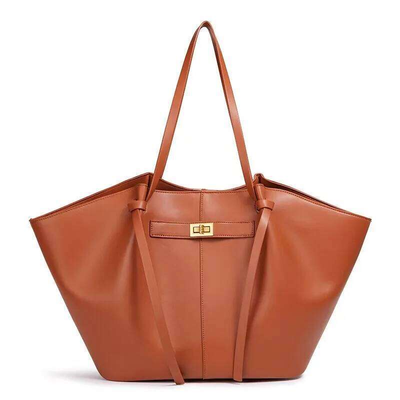 Fashion Metal Lock Design PU Leather Tote Bag for Women New Large Capacity Shopping Shoulder Female Versatile Underarm Bags XJ260306