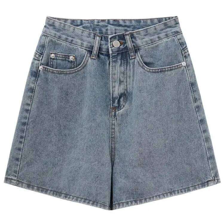 ZHISILAO Casual High Waist Denim Women Pocket Basic Wide Leg A-line Jeans Shorts Femme Summer 2022 XJ260306