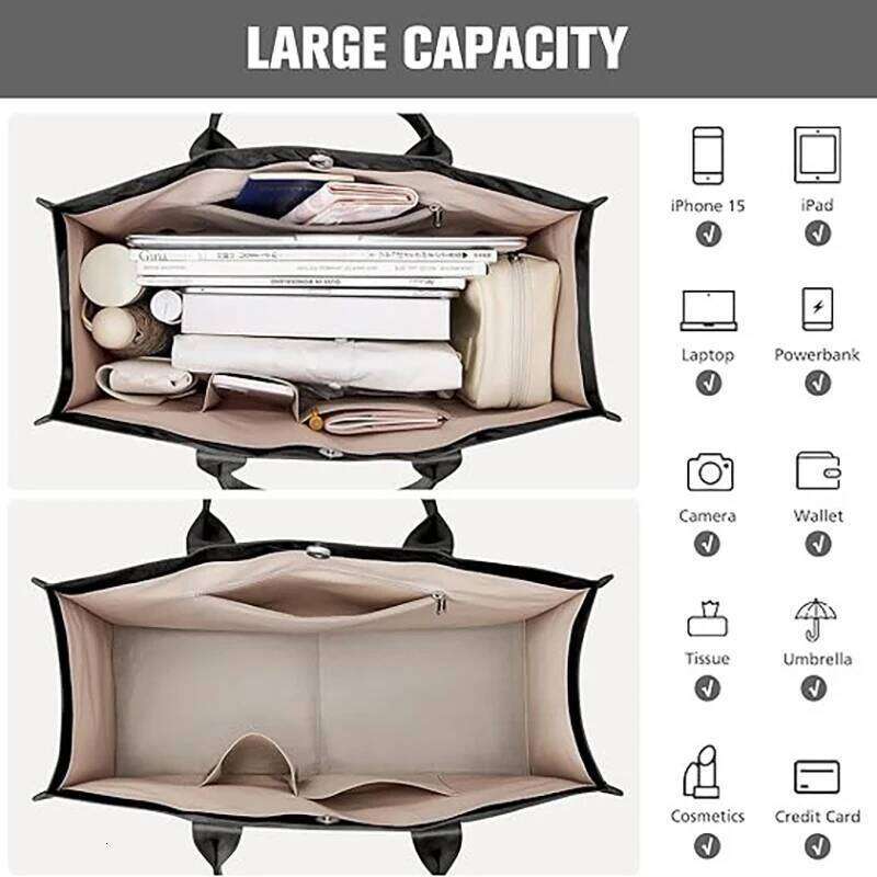 Laptop Storage Pvc Tote Bag,Waterproof Clear Kraft Paper Shoulder Bag,Large Capacity Bookbag,Women Shopper Work Commuter Handbag XJ260306