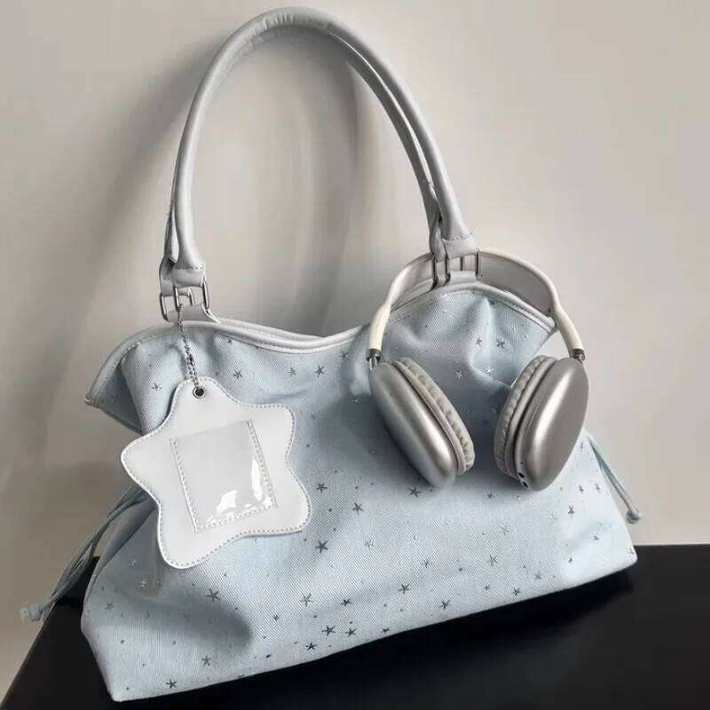 Polka Dot Suede Shoulder Women Stylish Brown Slouchy Tote Drawstring Design Magnetic Buckle Underarm Bag With Star Pendant XJ260306