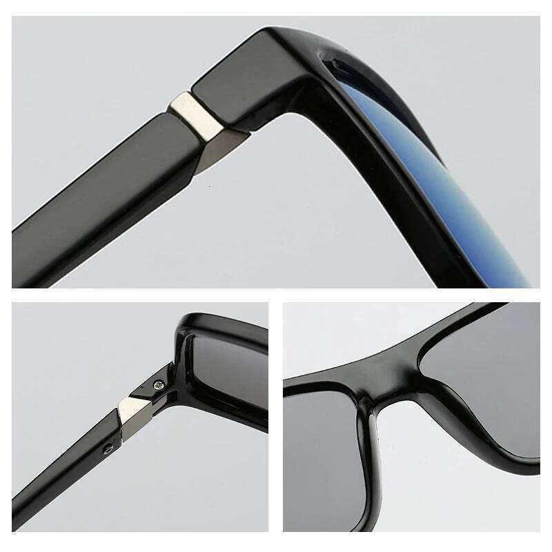 Classic Black Square Polarized Sunglasses Men Fashion Mirror Blue Sun Glasses Unisex Vintage Anti Glare Driving Shades UV400 Z260306