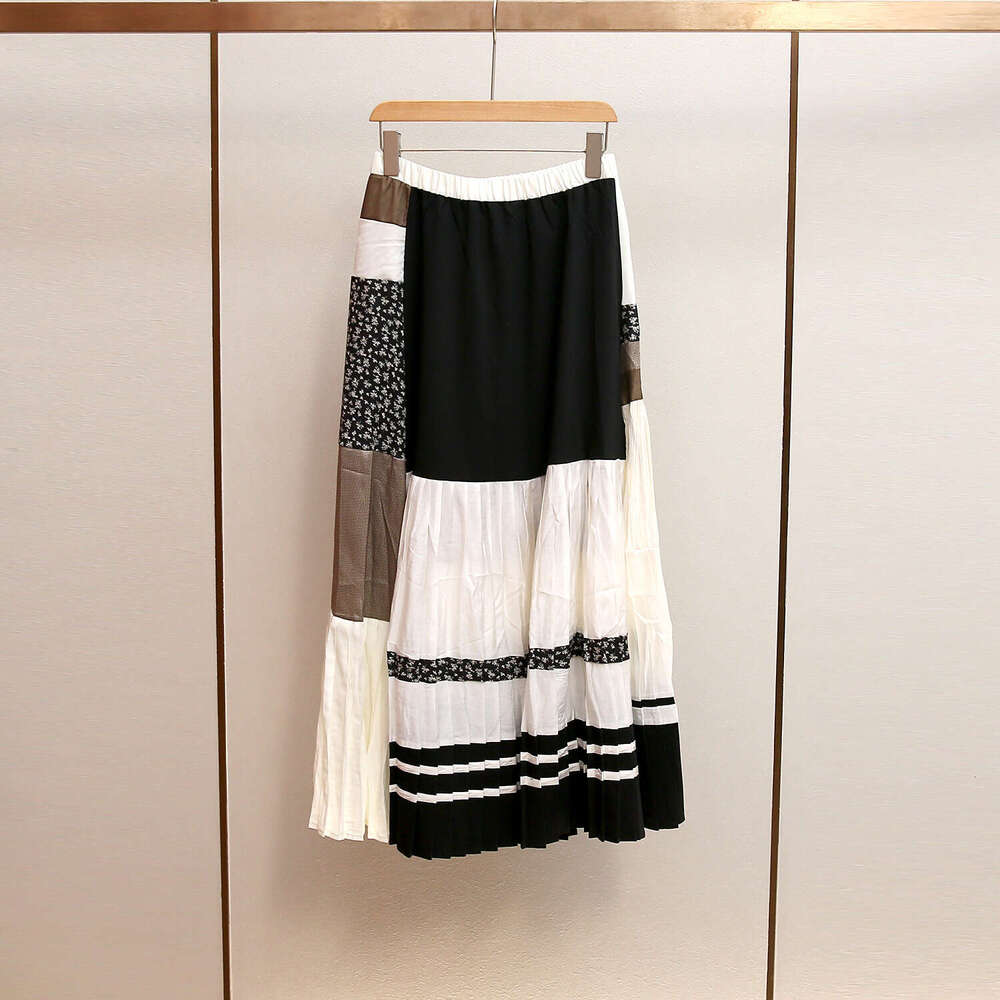 2026 designer high-end women's A12 clothing autumn and winter new style French casual retro color block A-line pleated women's dress