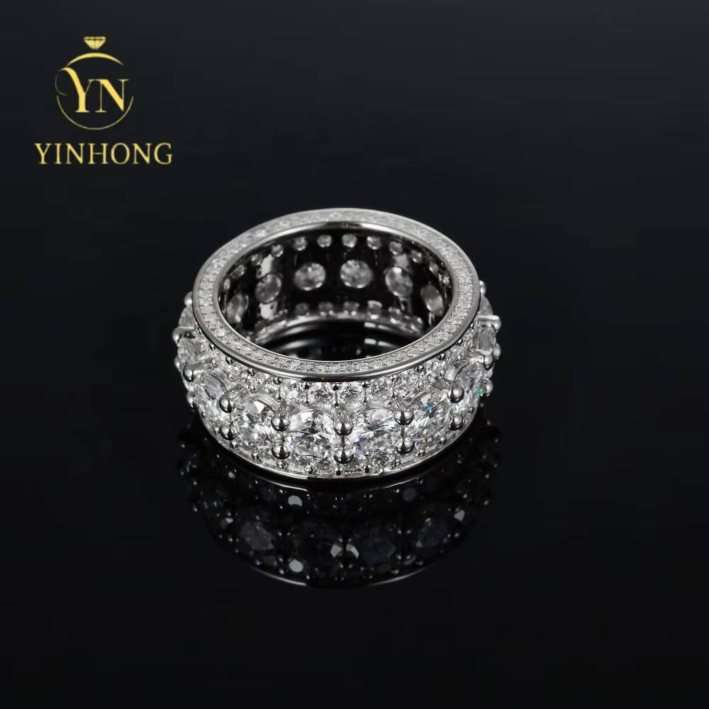 Wholesale Custom Jewelry Luxury Hip Hop Jewelry Real 925 Sterling Silver Hip Hop Moissanite Ring