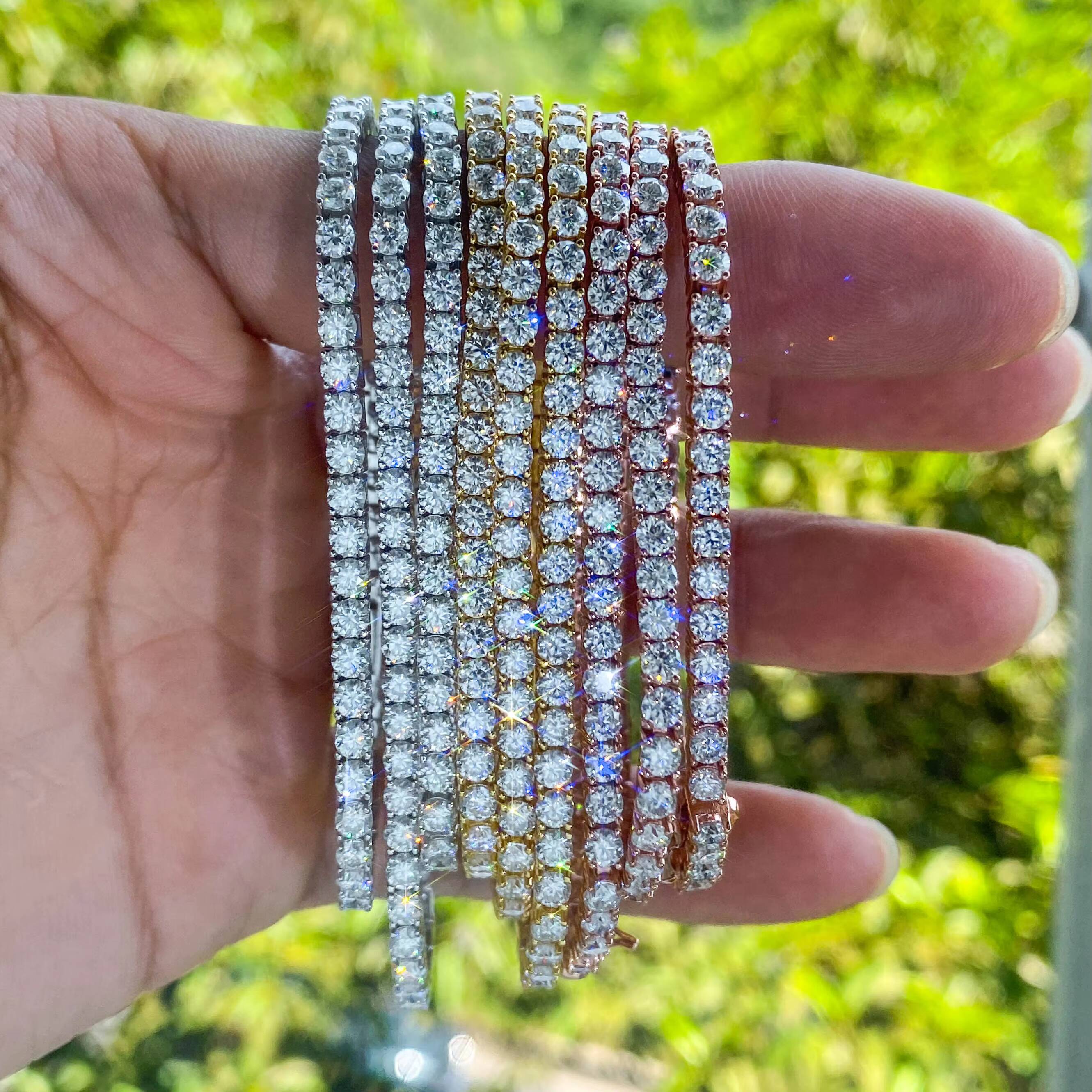 Silver Sterling 14K18K Plated 2mm-6mm Moissanite Tennis Chain Bracelet Elegant Mens and Womens Necklaces
