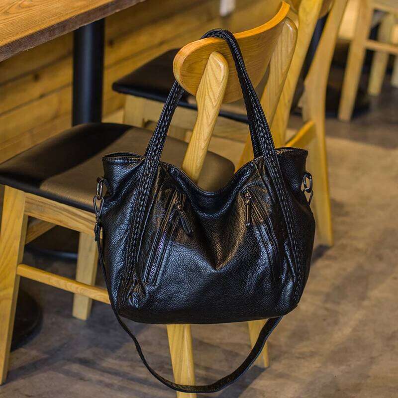 2025 New Woven Single Shoulder Crossbody Bag; Women's Soft Leather Handbag; Bucket Tote Bag XJ260306