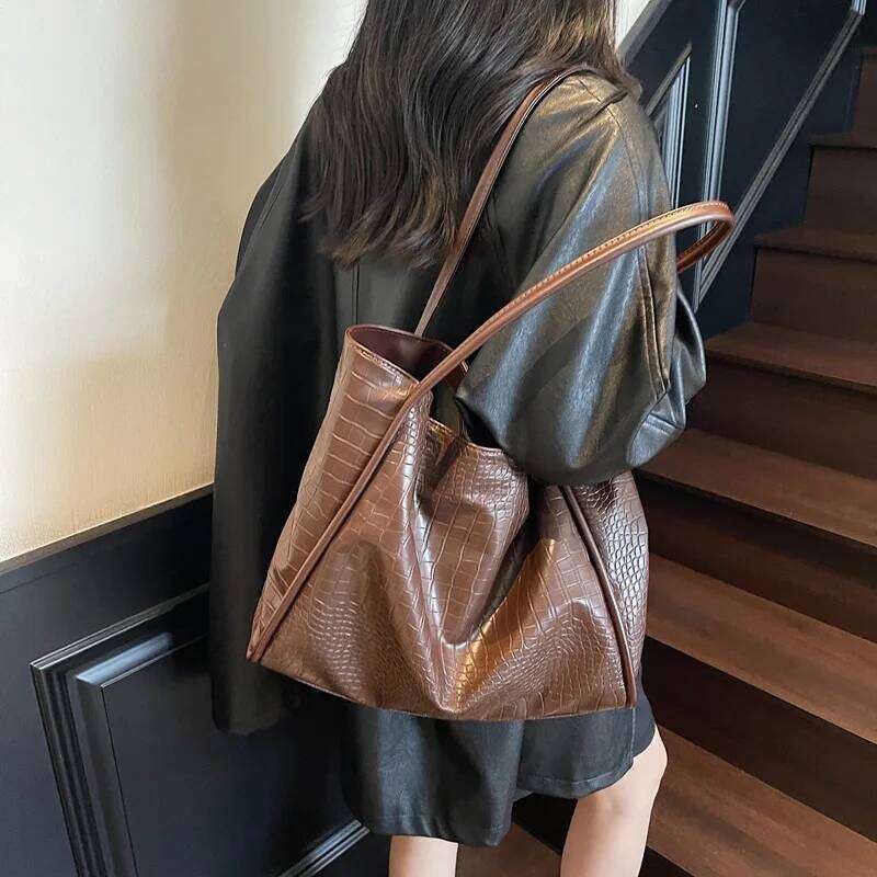 Vintage PU Leather Women Tote Bags 2025 New Large Capacity Fashion Handbags High Grade Versatile Shoulder Bag XJ260306