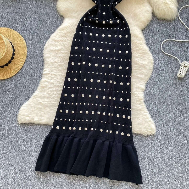 2026 European and American style elegant French women's clothing new sleeveless summer stand up collar slim fit design fishtail long skirt by des