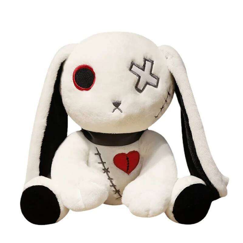 1pc Creepy Goth Plush Crazy Rabbit Plushie Toys, Spooky Gothic Stuffed Animal Cute Horror Dreadful Bunny Doll, For H R260908 - view 7