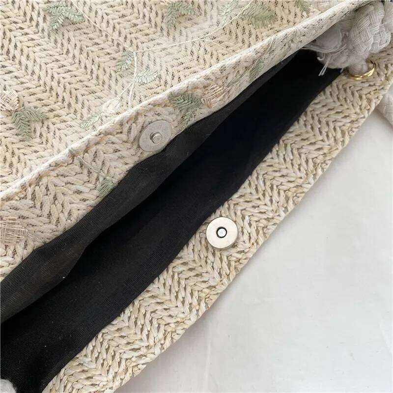 2024 New Summer Women Fashion Woven Handbags For Female All-Match Portable Bucket Bag Luxury Designer Handbag Picnic Bags XJ260306