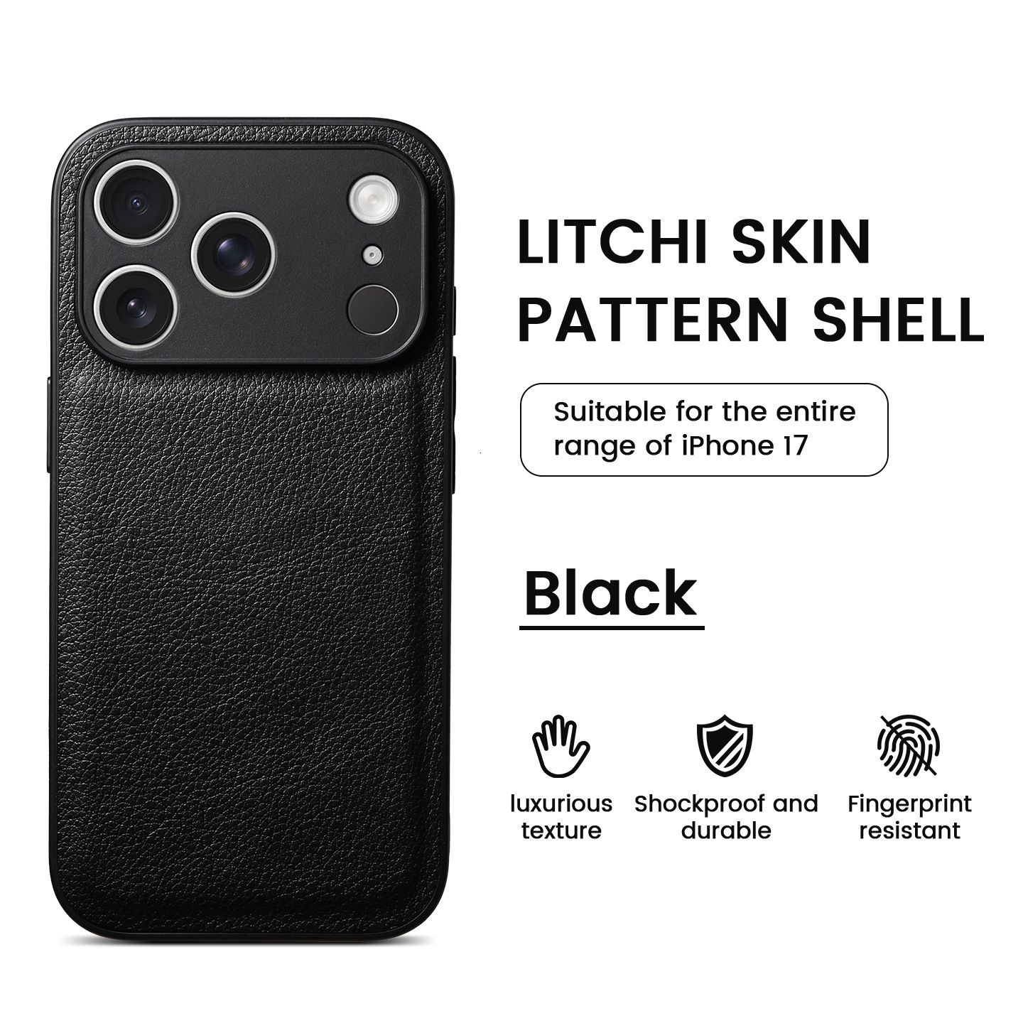 Apple 17pm Phone Lychee Compatible Leather Texture Two-in-One iPhone 14 Pro Skin Protective Case 15/16