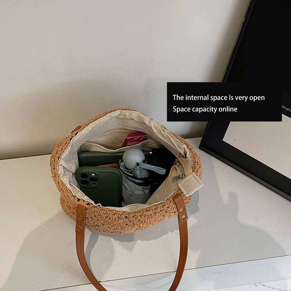 Large Capacity Tote bags for Women Woven Crochet khaki beige Beach women Shoulder Bag XJ260306