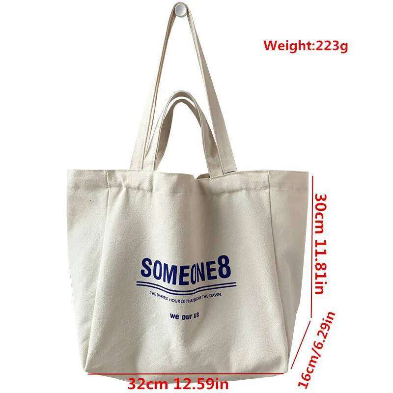 Letter ins Canvas Student Handbag Book Bags Large Capacity Shoulder Bag For Teen Men Women Shopping Work Computer XJ260306