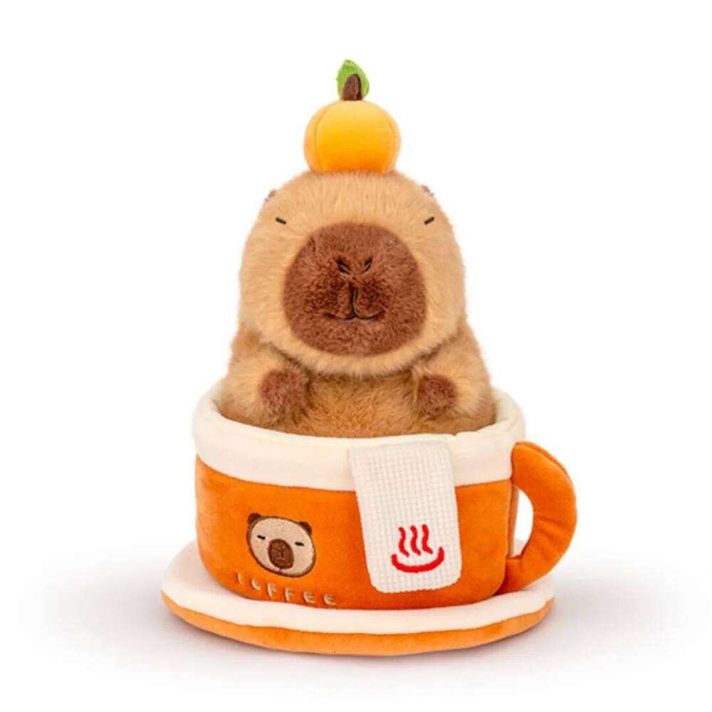 22cm Cute Cartoon Capybara Plush Tea Cup Coaster Kapibala Toys Funny Ornaments Kids Birthday Gift Room Decorative Dolls R260908 - view 6
